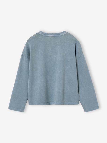 Long-sleeved T-shirt for girls chambray blue+old rose - vertbaudet enfant 