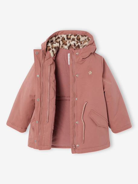 3-in-1 detachable parka for girls blush+navy blue - vertbaudet enfant 