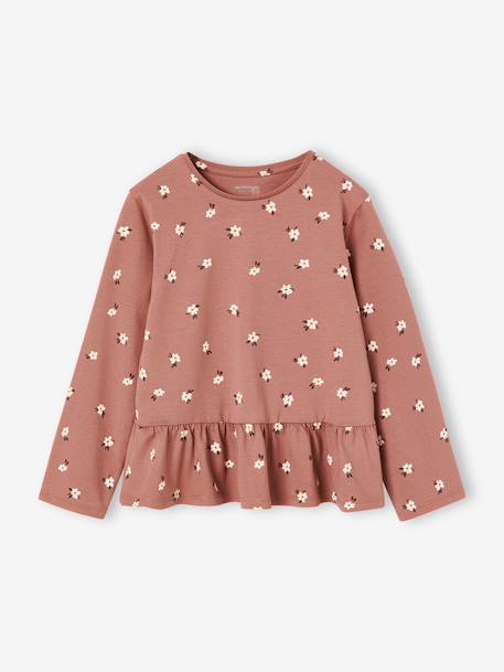 Long-sleeved blouse for girls dusky pink+taupe - vertbaudet enfant 