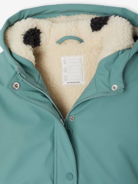 Raincoat with Sherpa Lining for Girls anthracite+green+indigo+mauve+multicoloured - vertbaudet enfant 