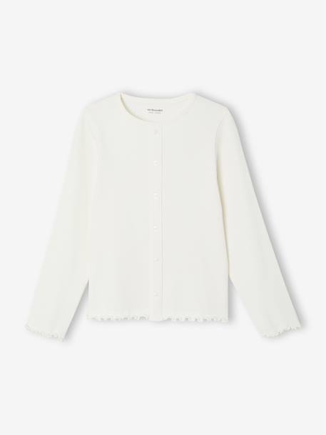 Long-sleeved T-shirt for girls ecru+taupe - vertbaudet enfant 