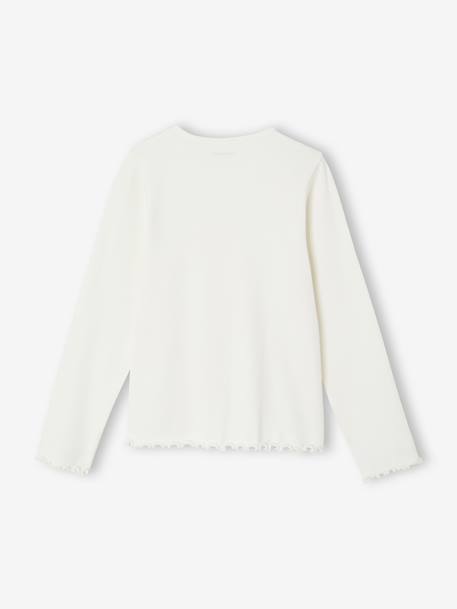 T-shirt manches longues fille écru+taupe - vertbaudet enfant 