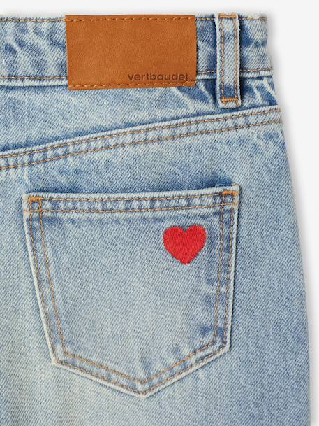 Jean droit fille bleu clair+bleu moyen - vertbaudet enfant 