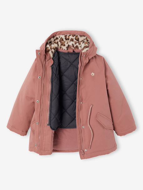 3-in-1 detachable parka for girls blush+navy blue - vertbaudet enfant 