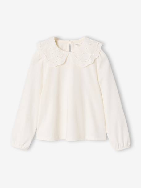 Long-sleeved T-shirt for girls ecru+pale pink - vertbaudet enfant 