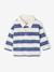 T-shirt polo bébé rayé manches longues bleu grisé+cacao - vertbaudet enfant 