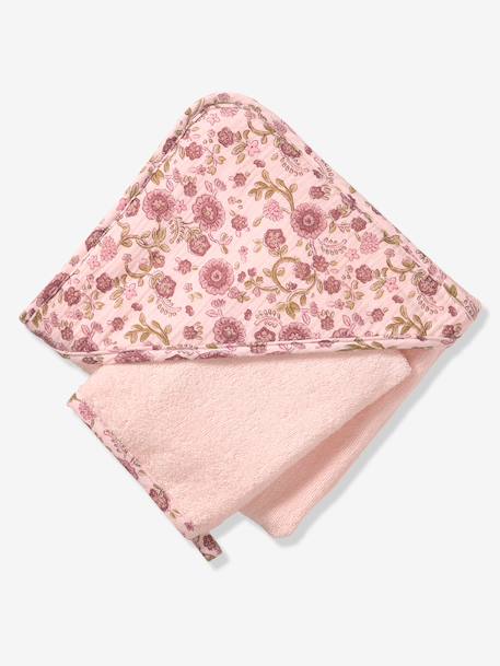 Cape de bain et gant LATIKA rose imprimé - vertbaudet enfant 