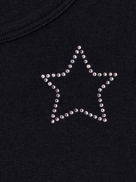 Cropped short-sleeved T-shirt for girls black - vertbaudet enfant 