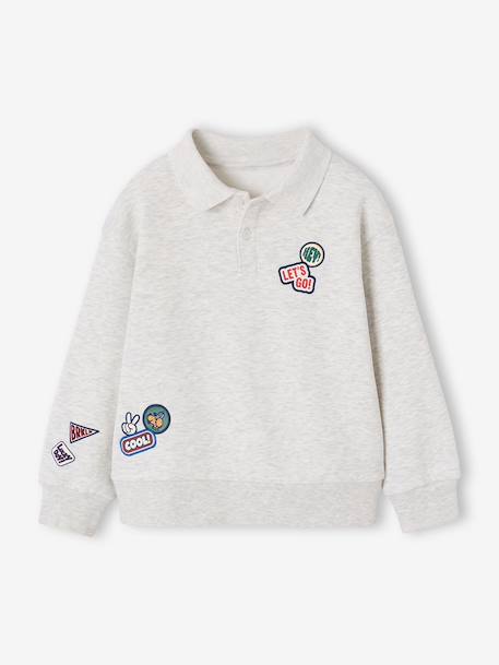 Sweat polo garçon gris chiné - vertbaudet enfant 