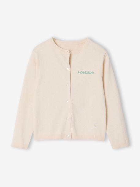 Fine Knit Basics Cardigan for Girls anthracite+dusky pink+emerald green+grey blue+marl beige+navy blue+plum+vanilla+yellow - vertbaudet enfant 