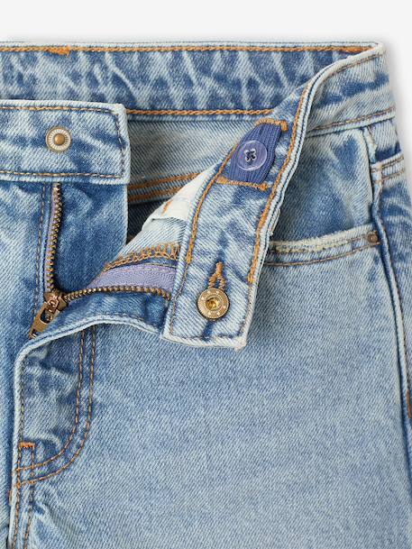 Jean droit fille bleu clair+bleu moyen - vertbaudet enfant 