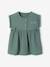 Dress in Cotton Gauze for Babies GREEN MEDIUM SOLID+ochre - vertbaudet enfant 