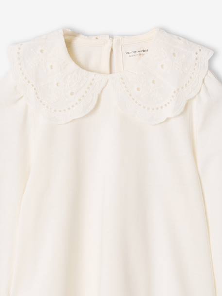 T-shirt manches longues fille écru+rose pâle - vertbaudet enfant 