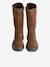 Leather zip-up boots for girls brown - vertbaudet enfant 