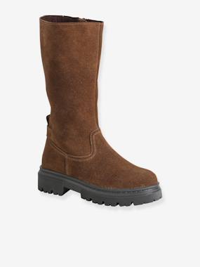 Boots fille en cuir zippées - vertbaudet enfant