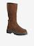 Leather zip-up boots for girls brown - vertbaudet enfant 