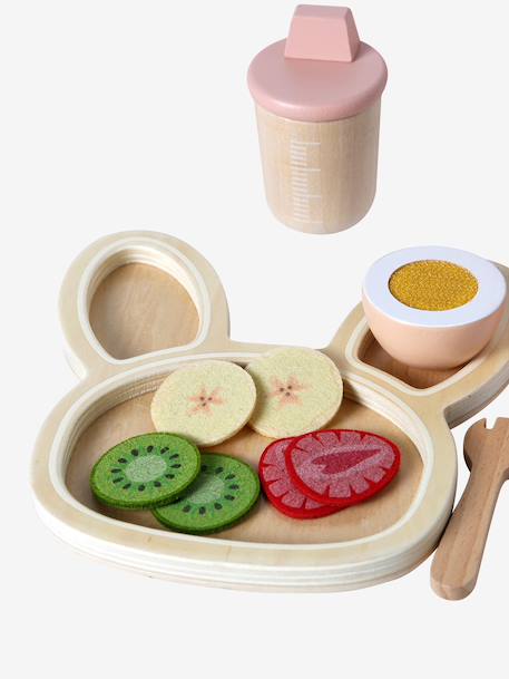 FSC®100% wooden doll mealtime set rose - vertbaudet enfant 