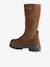 Leather zip-up boots for girls brown - vertbaudet enfant 