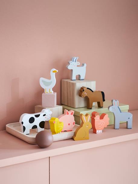 Set animaux en bois FSC® multicolore+multicolore (marron) - vertbaudet enfant 