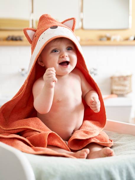 Cape de bain et gant de toilette Renard TERRE CUITE - vertbaudet enfant 