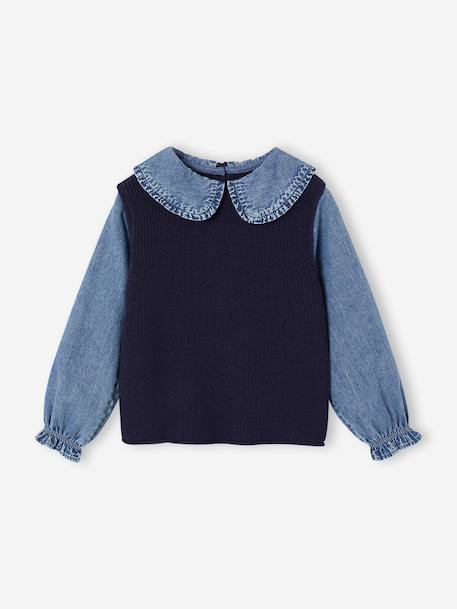 Pull col claudine marine+tomette - vertbaudet enfant 
