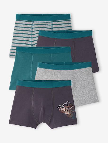 Pack of 5 boxer shorts for boys anthracite - vertbaudet enfant 