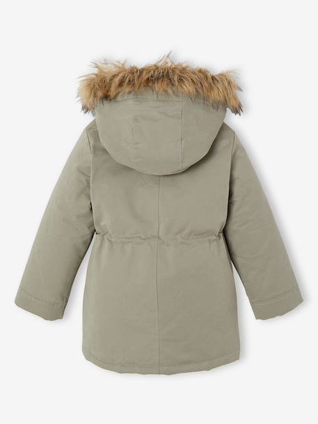 3-in-1 Parka with Hood for Girls black+GREEN DARK SOLID+grey green+khaki+PURPLE MEDIUM SOLID+sage - vertbaudet enfant 