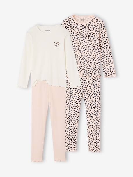 Lot de 2 pyjamas fille manches longues rose pâle - vertbaudet enfant 