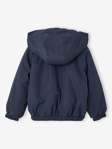 Sherpa-Lined Hooded Windcheater for Girls navy blue+rose - vertbaudet enfant 