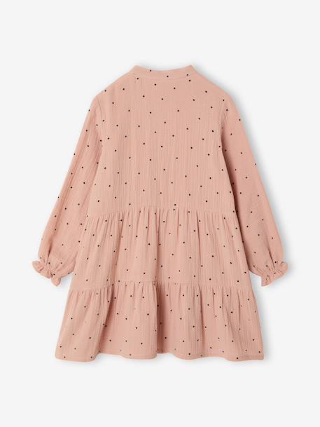 Polka Dot Dress in Cotton Gauze for Girls fir green+pecan nut+plum+sage green - vertbaudet enfant 