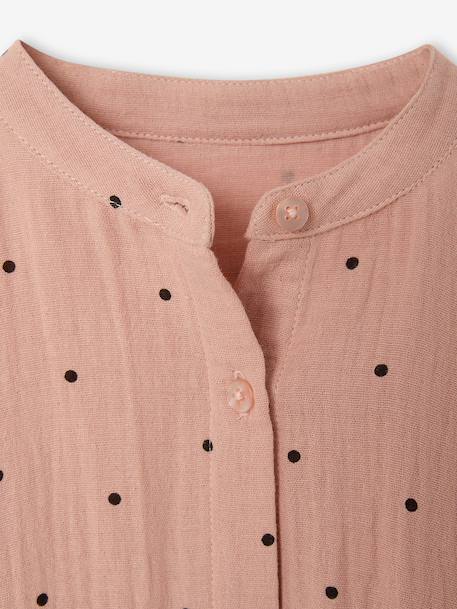 Polka Dot Dress in Cotton Gauze for Girls fir green+pecan nut+plum+sage green - vertbaudet enfant 