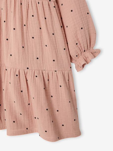 Polka Dot Dress in Cotton Gauze for Girls fir green+pecan nut+plum+sage green - vertbaudet enfant 