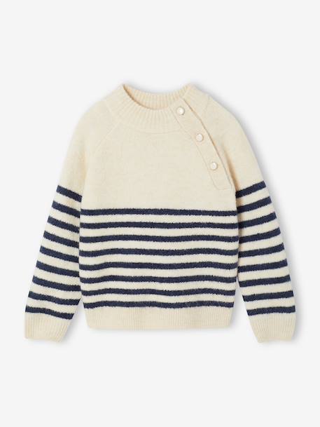 Jumper for girls ecru+navy blue - vertbaudet enfant 