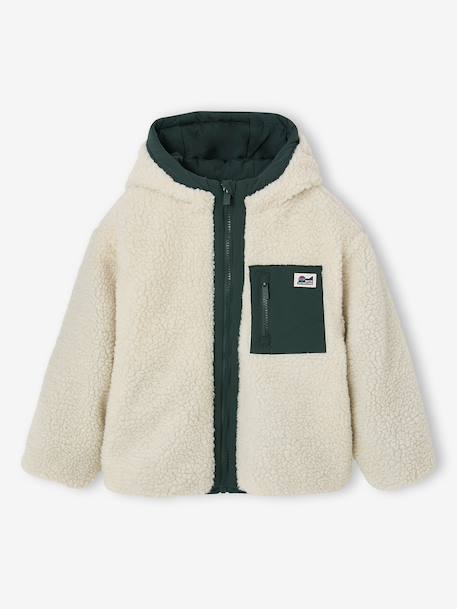 Reversible hooded jacket for boys fir green+grey blue - vertbaudet enfant 