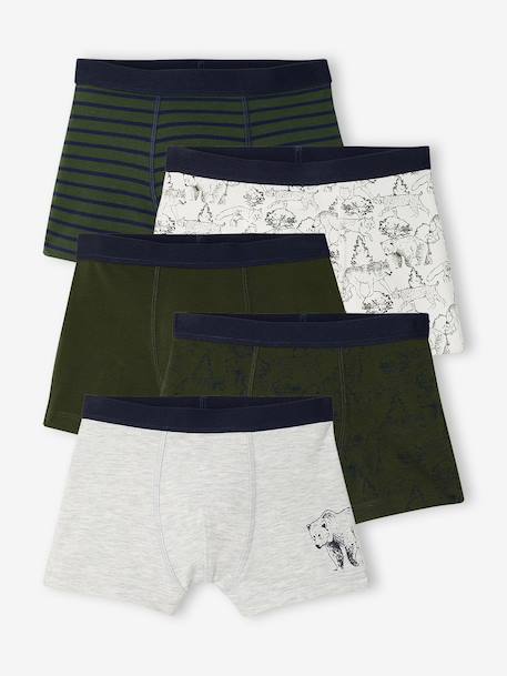 Pack of 5 boxers for boys khaki - vertbaudet enfant 