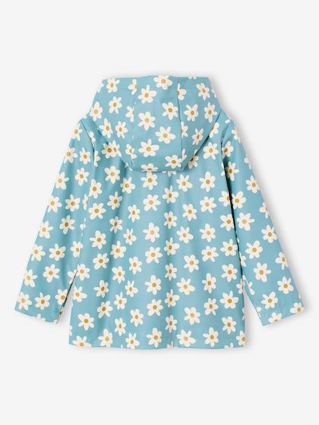 Printed hooded raincoat for girls green+multicoloured+navy blue+vanilla - vertbaudet enfant 