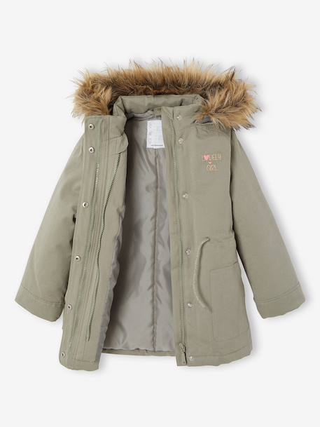 Parka fille 3 en 1 hiver à capuche DARK GREEN+kaki+noir+PURPLE DARK+sauge+vert de gris - vertbaudet enfant 