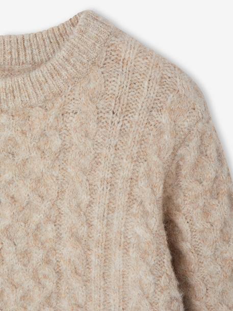 Long-sleeved cable knit jumper for boys marl beige - vertbaudet enfant 