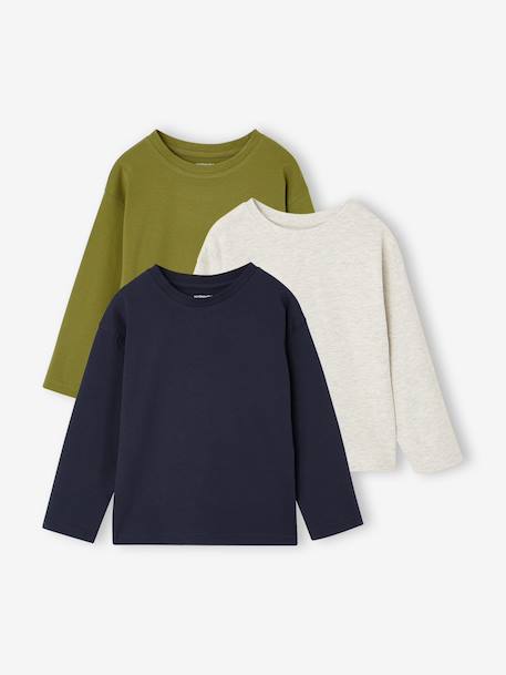 Lot de 3 T-shirts manches longues garçon bleu roi+vert - vertbaudet enfant 