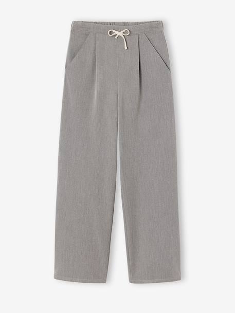 Pantalon tailoring fille gris chiné+marine - vertbaudet enfant 