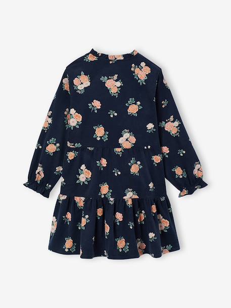 Long-sleeved dress for girls camel+slate blue - vertbaudet enfant 