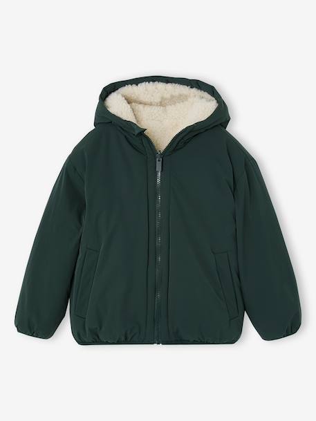 Reversible hooded jacket for boys fir green+grey blue - vertbaudet enfant 