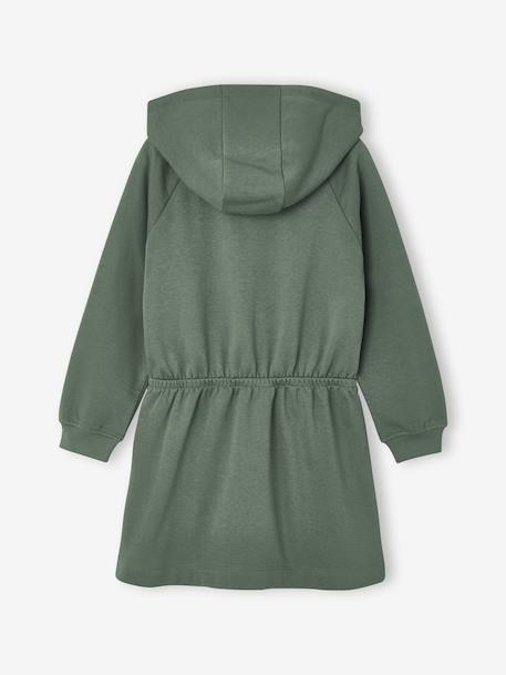 Short hooded dress for girls green+marl grey+navy blue - vertbaudet enfant 