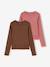 Pack of 2 cropped long-sleeved T-shirts for girls black+chocolate - vertbaudet enfant 