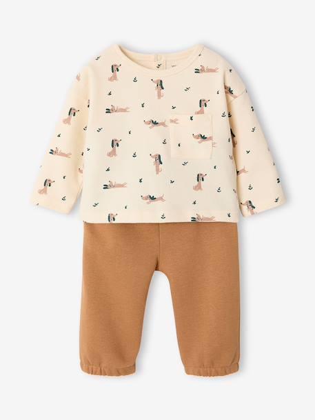 Ensemble T-shirt et pantalon bébé garçon caramel+vert - vertbaudet enfant 
