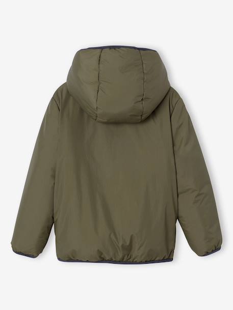 Blouson réversible garçon à capuche kaki - vertbaudet enfant 