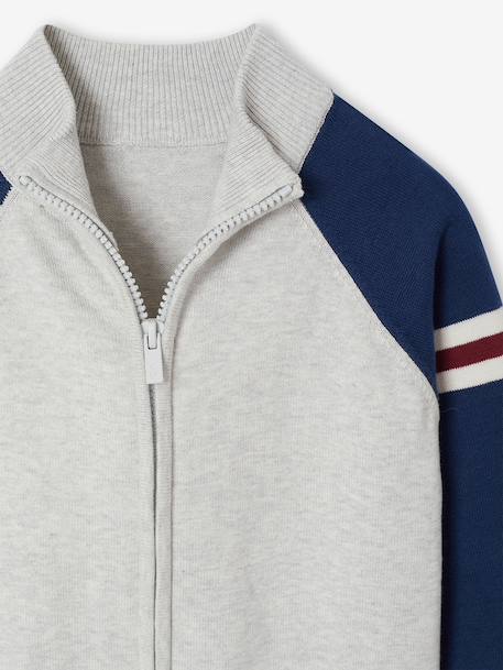 Zip-up cardigan with high neck for boys marl grey - vertbaudet enfant 