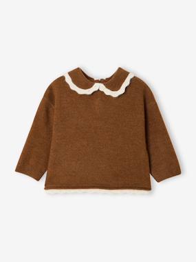 Baby-Jumpers, Cardigans & Sweaters-PETER PAN collar jumper for baby girls