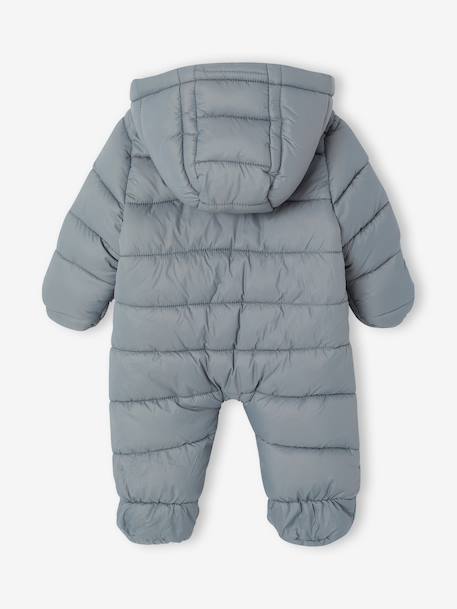 Padded pramsuit for newborn boys sage green - vertbaudet enfant 