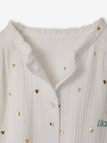 Cotton Gauze Shirt for Girls chambray blue+ecru+gold+mauve+printed white - vertbaudet enfant 